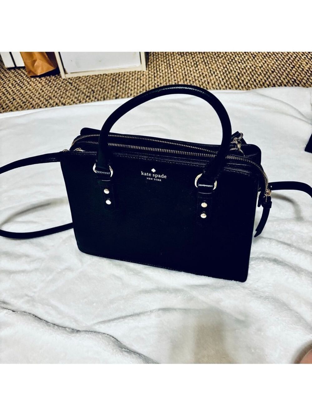 Kate Spade New York Mulberry Street Lise Black Leather Satchel Crossbody - Picture 2 of 15